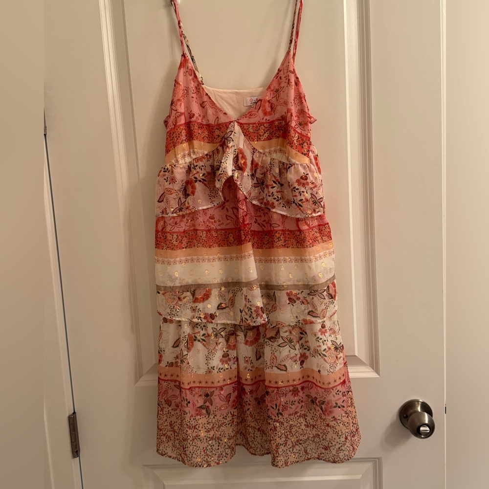 Vici Floral Ruffle Dress - Pink and Orange